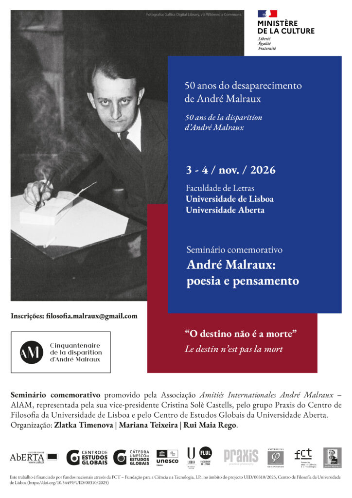 [Prazo prorrogado] Seminário Comemorativo: 50 anos do desaparecimento de André Malraux